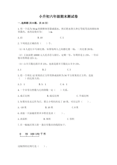 小升初六年级期末测试卷含答案（研优卷）.docx