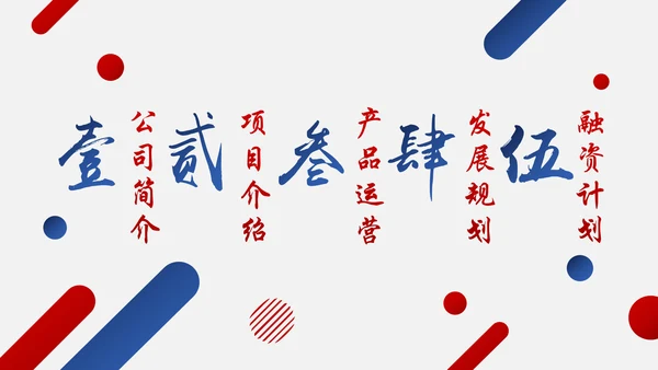 红蓝搭配创业商业融资计划书PPT模板