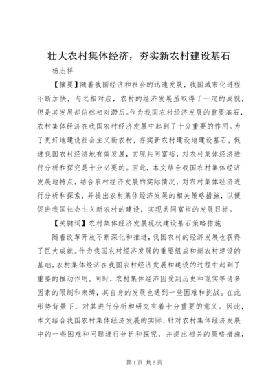 壮大农村集体经济，夯实新农村建设基石.docx