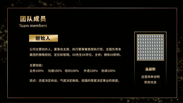 黑金商务企业团队成员介绍PPT模板