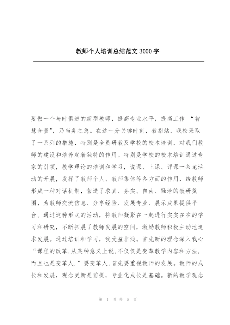 教师个人培训总结范文3000字.docx