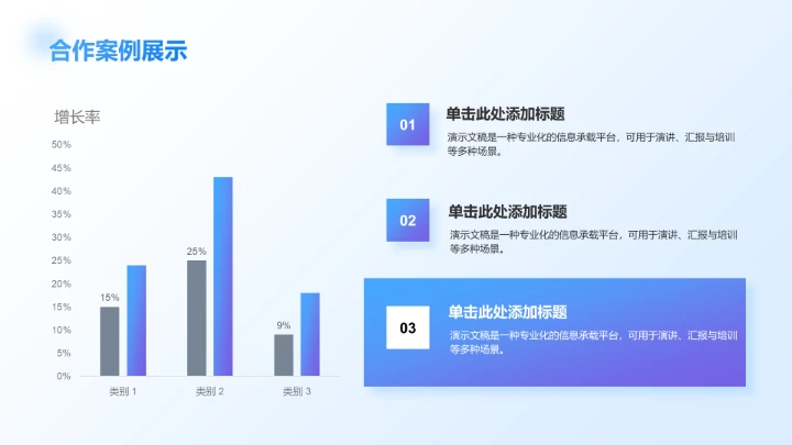 蓝色简约风项目成果展示PPT模板