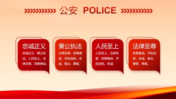 红色公安警察年终工作总结汇报PPT动态模板