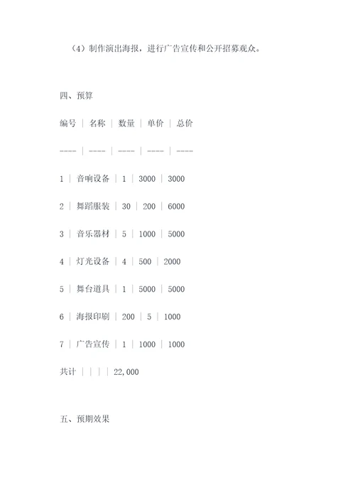 音乐班汇报演出方案策划