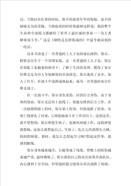 钢铁是怎样炼成的读后感700字范文