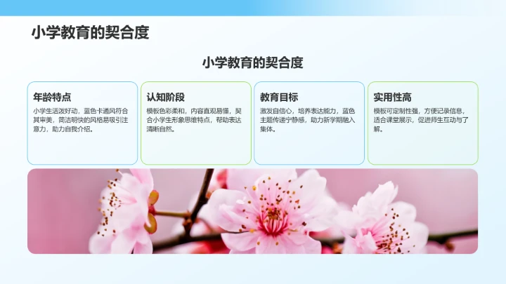 蓝色卡通风新学期小学生自我介绍PPT模板