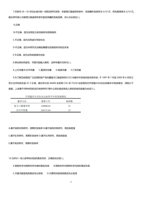 公共卫生硕士流行病学基础试卷A.docx
