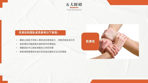 橙色实拍风团队协作五大障碍培训PPT