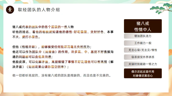 西游记团队分析通用PPT模板