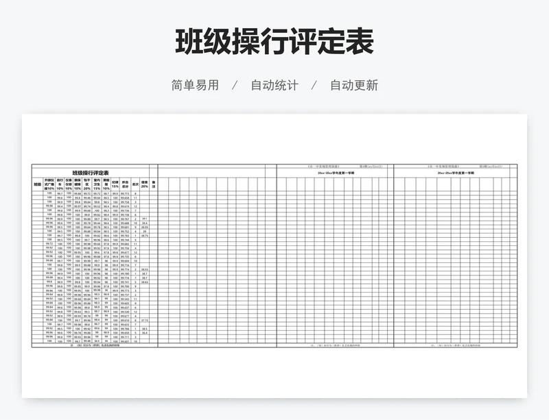 班级操行评定表