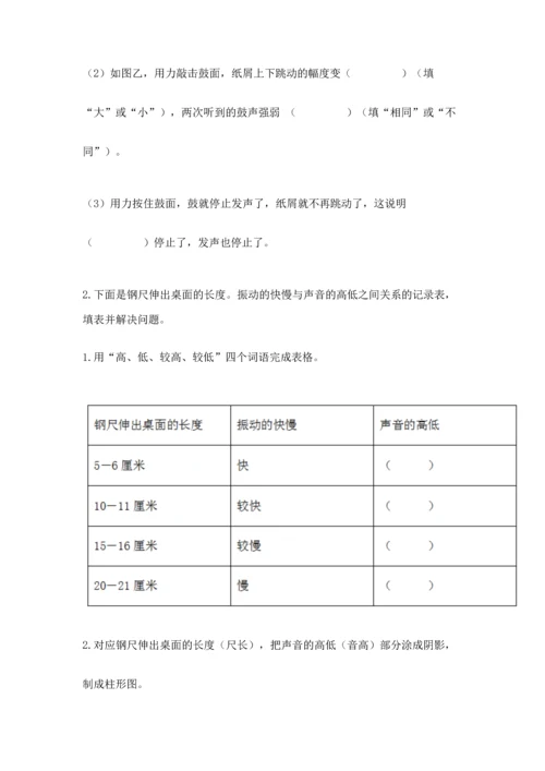 教科版科学四年级上册第一单元《声音》测试卷完整.docx