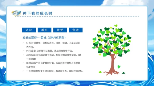 蓝色扁平卡通插画帆船海洋人生意义主题班会动态PPT态度人生