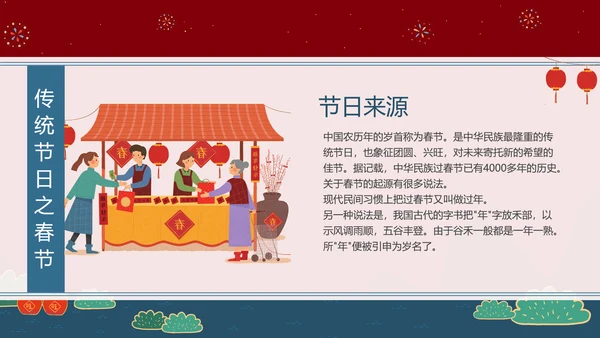 中国农历春节介绍知识普及PPT模板