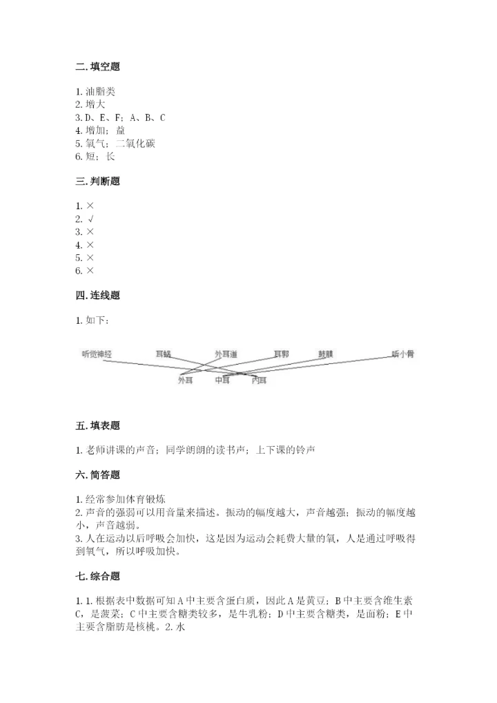教科版四年级上册科学期末测试卷含答案下载.docx