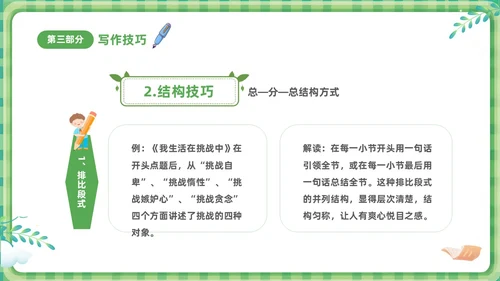 绿色清新卡通儿童小学生学作文方法与技巧培训课件PPT作文作文教学