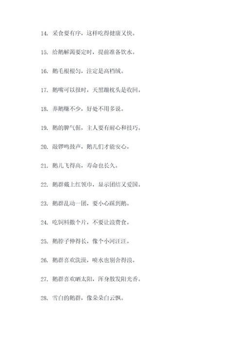 养鹅100句顺口溜