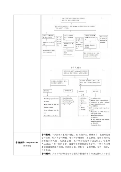 Module 8 Accidents 模块单元整体教学设计（表格式）