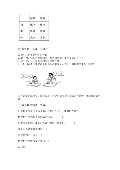 教科版小学一年级上册科学期末测试卷（完整版）.docx