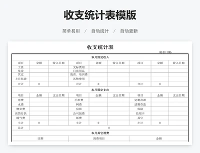 收支统计表模版