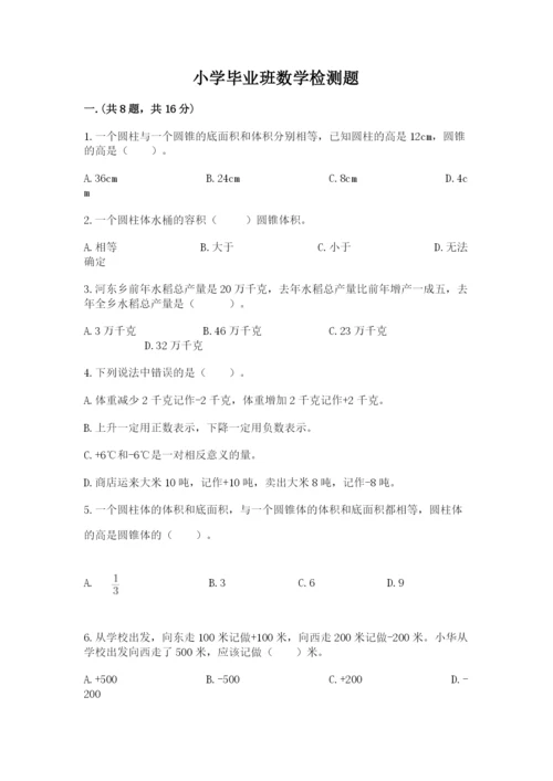 小学毕业班数学检测题【模拟题】.docx