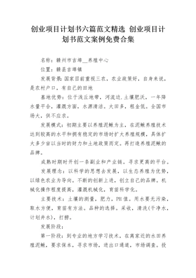 创业项目计划书六篇范文精选 创业项目计划书范文案例免费合集.docx