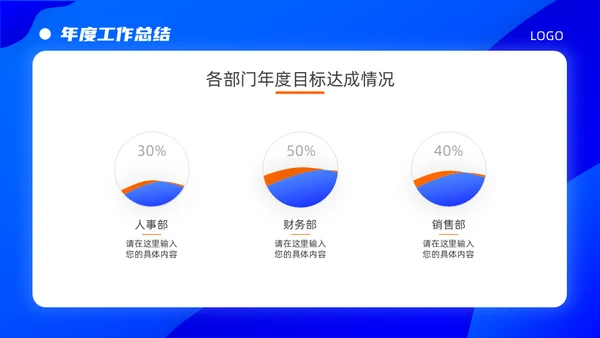 商务蓝扁平插画年终总结汇报通用PPT演示模板