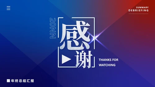 蓝色渐变商务风公司年会汇报PPT模板
