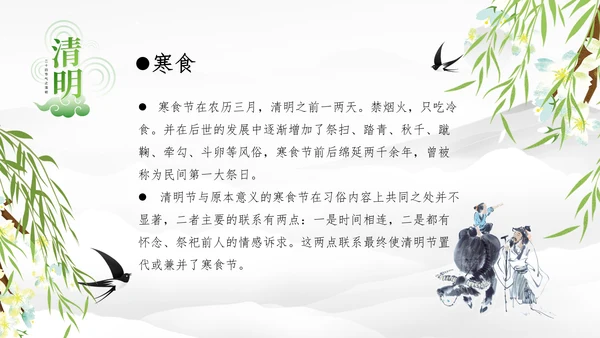 清明节的由来习俗，春意通用PPT模板