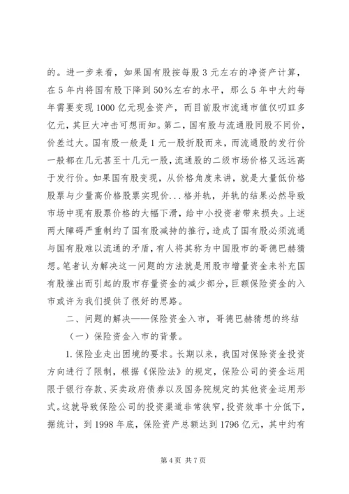 保险资金入市与国有股减持 (3).docx