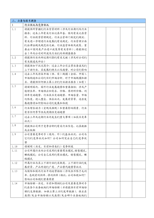 IPO专项项目尽职详细调查清单.docx