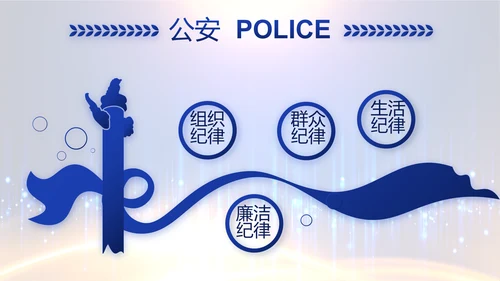 蓝色科技感派出所工作总结计划动态PPT