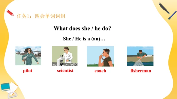 Unit 5 What does he do 复习课件（词组+句型+语法+语音+写作指导）