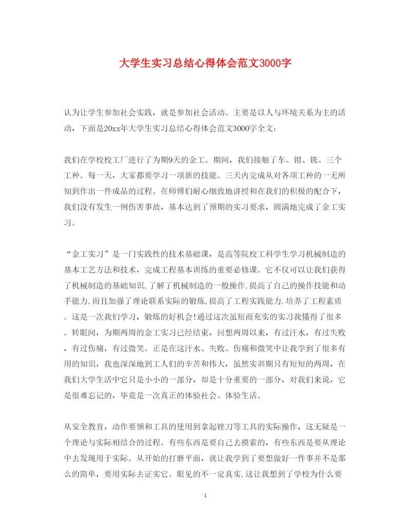 精编大学生实习总结心得体会范文3000字.docx