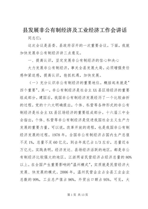 县发展非公有制经济及工业经济工作会讲话.docx