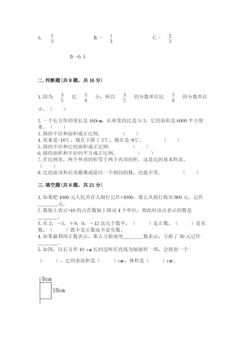 北师大版小学六年级下册数学期末检测试题（达标题）.docx