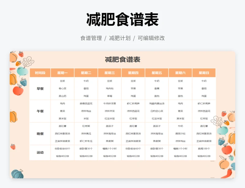 减肥食谱表