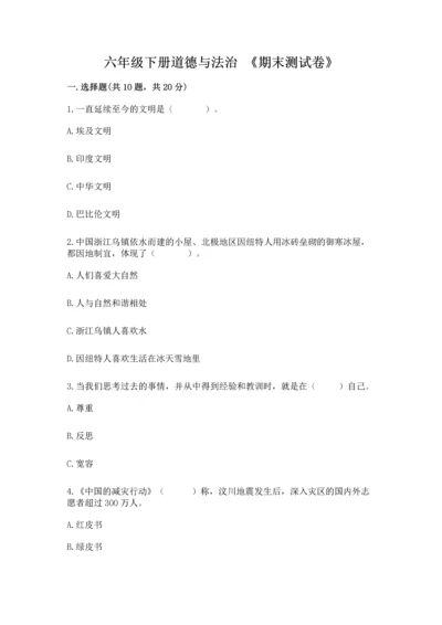 六年级下册道德与法治 《期末测试卷》（有一套）word版.docx