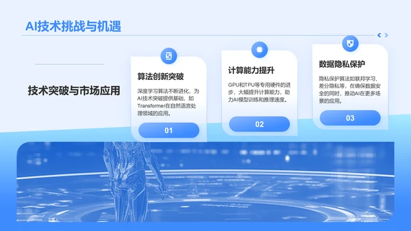 蓝色科技风AI人工智能发展趋势汇报PPT模板