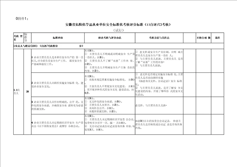 标准化考核评分标准