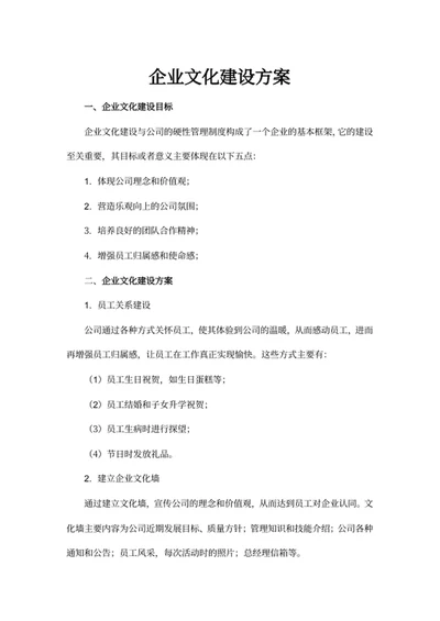 企业文化建设方案