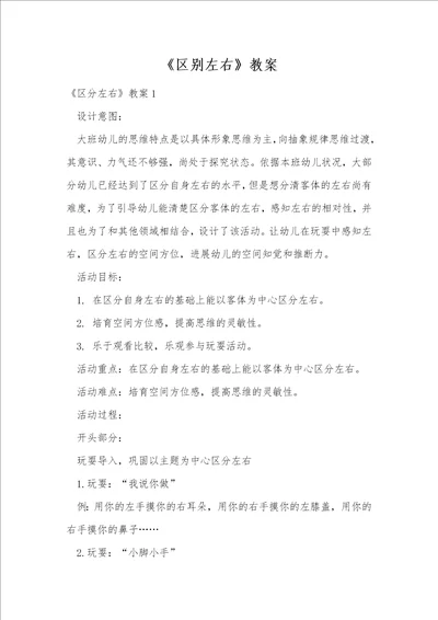 区别左右教案
