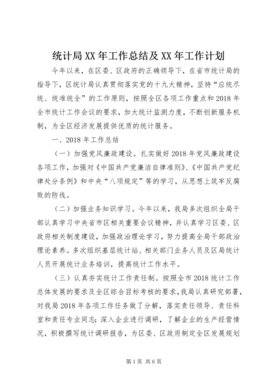 统计局XX年工作总结及XX年工作计划精编.docx