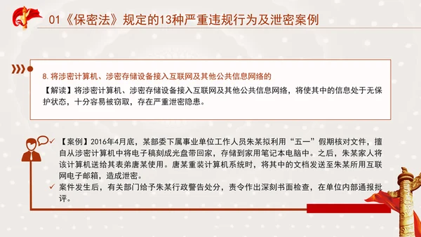 保密警示教育PPT典型泄密案例教育学习