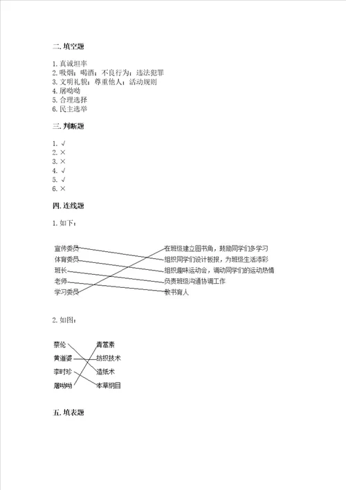 2022部编版五年级上册道德与法治期末测试卷含答案考试直接用