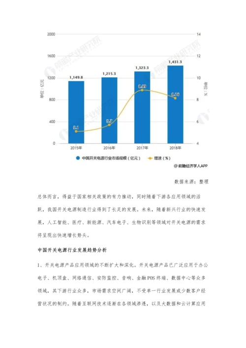 中国开关电源行业市场现状及发展趋势分析-朝着四化发展将带动技术不断创新.docx