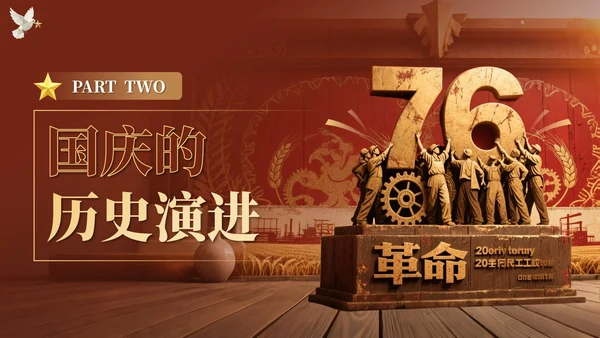 黄红色复古党政风国庆PPT模板