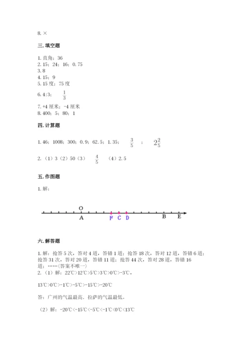 人教版六年级下册数学期末测试卷【中心小学】.docx