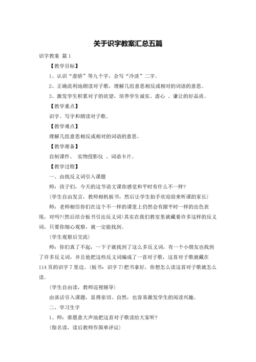 关于识字教案汇总五篇.docx