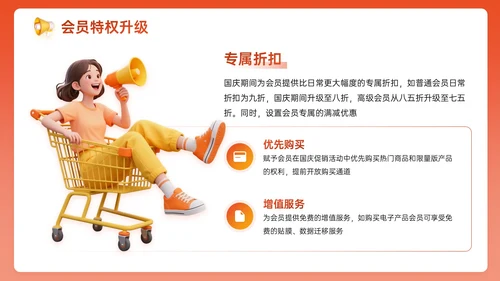 橙红色3D关于国庆促销活动策划PPT模板