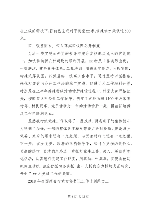 年度工作计划：XX年全国两会村党支部书记工作计划范文.docx